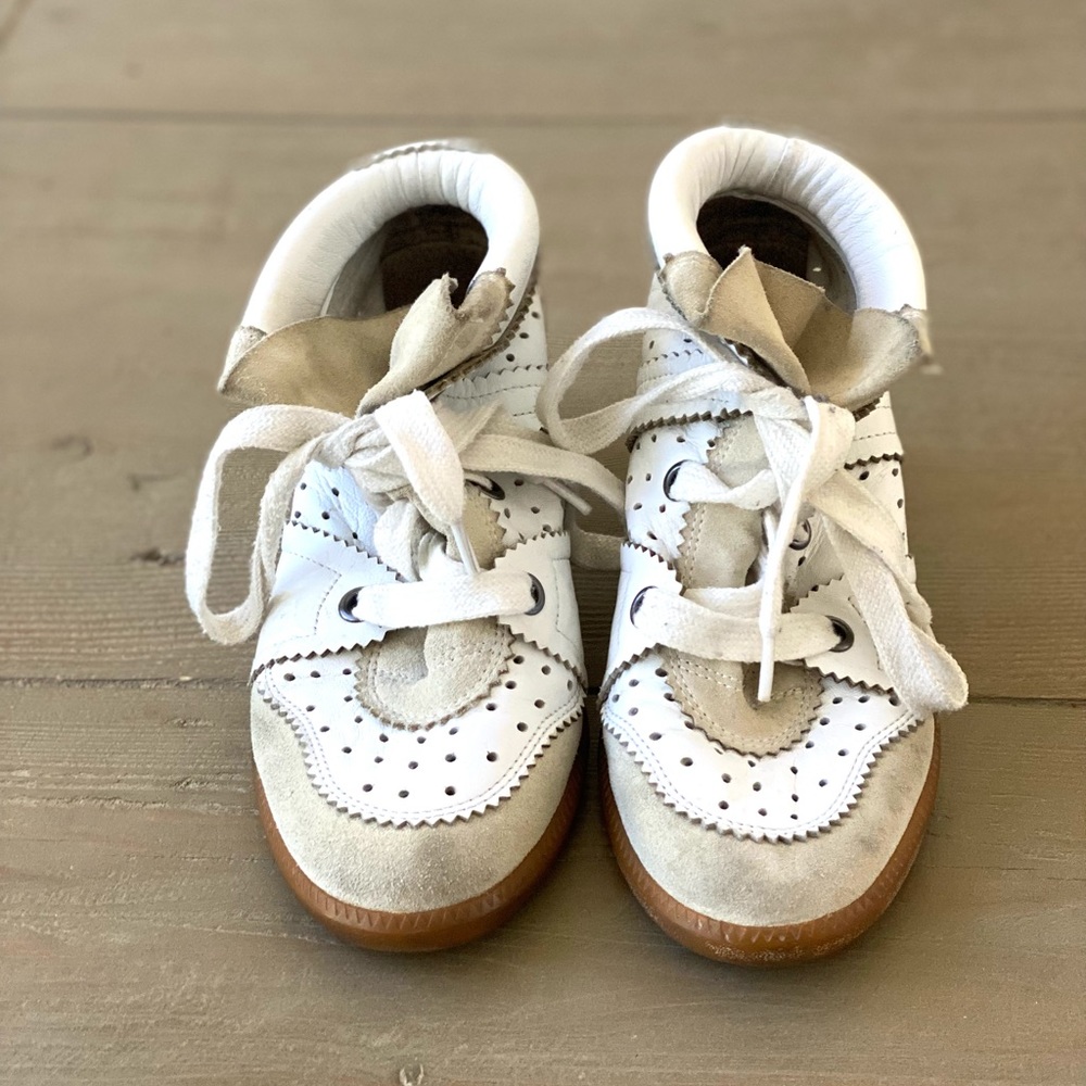 Isabel Marant White and Tan Sneakers